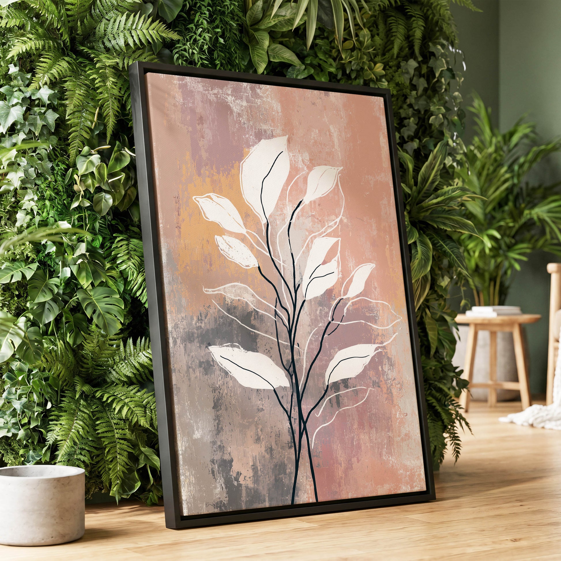 Blush Branch Silhouette – wall art displayed in a styled interior, gallery view 1