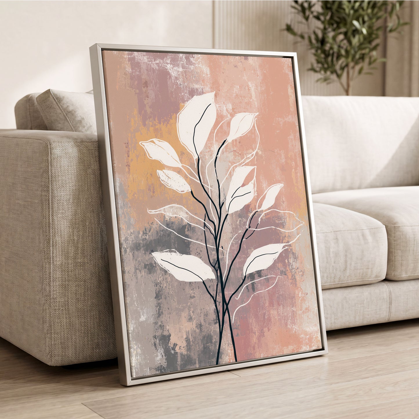 Blush Branch Silhouette – wall art displayed in a styled interior, gallery view 2