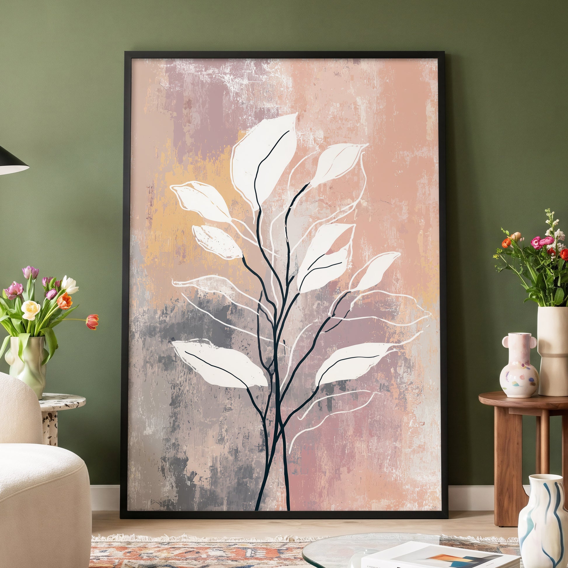 Blush Branch Silhouette – wall art displayed in a styled interior, gallery view 4