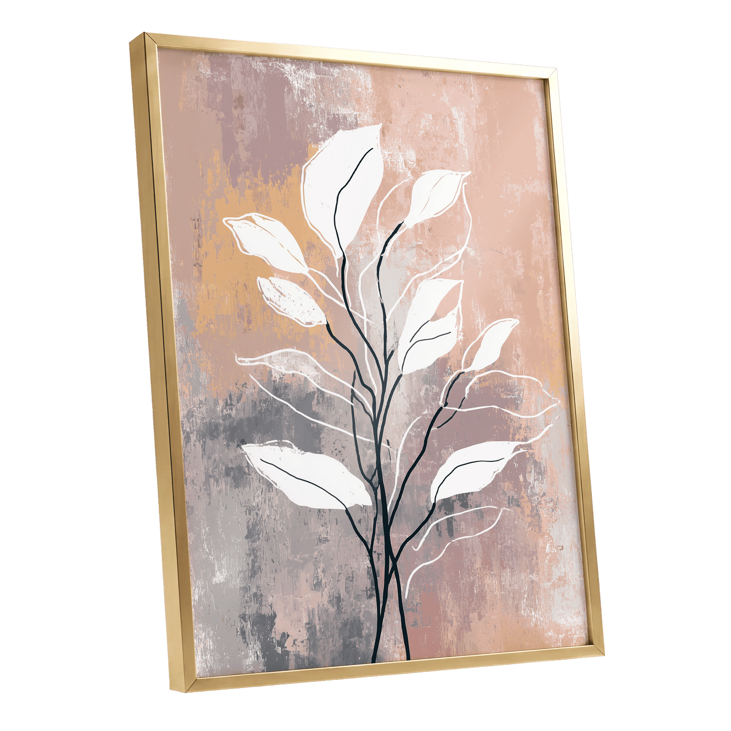 Blush Branch Silhouette – gold framed poster option