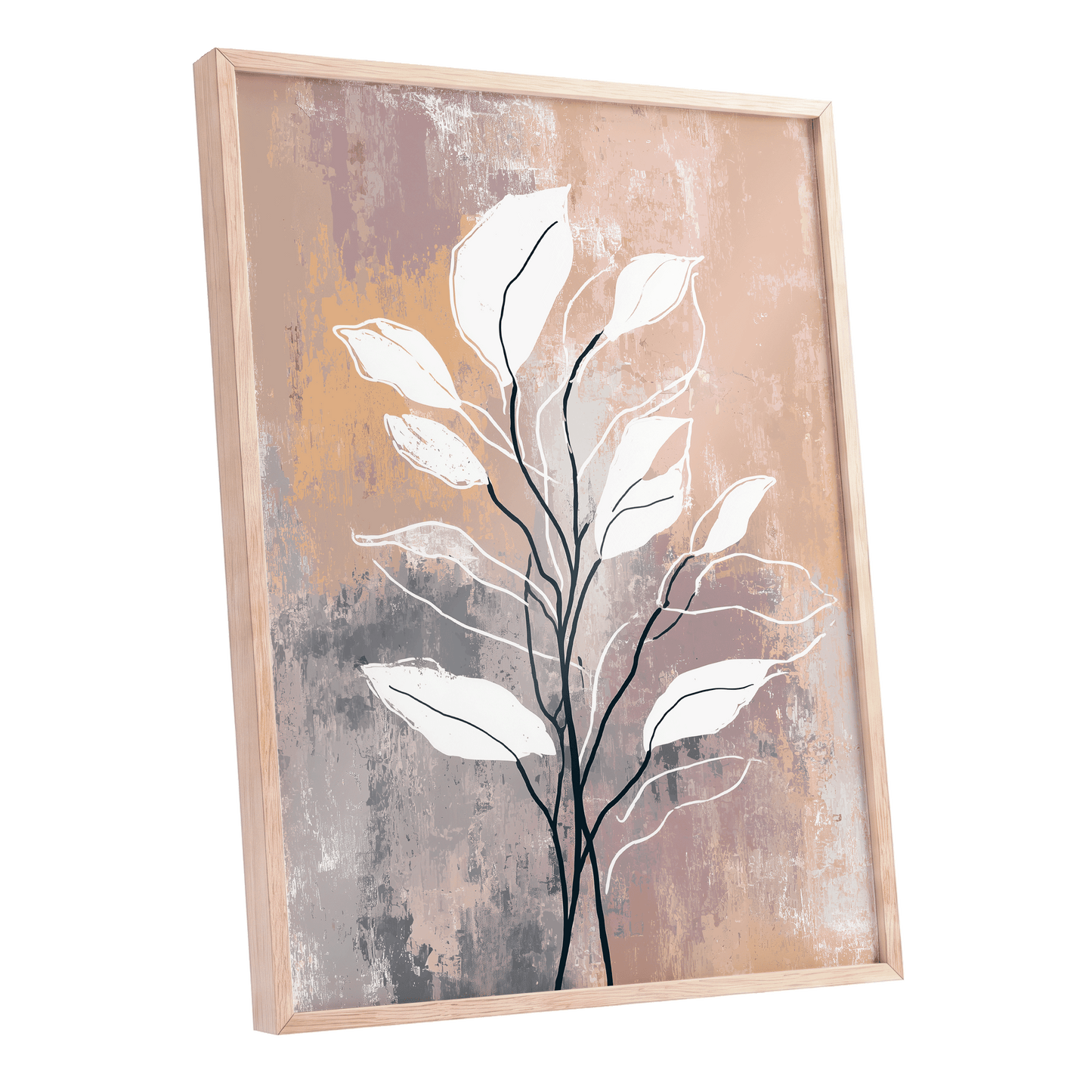 Blush Branch Silhouette – oak framed poster option