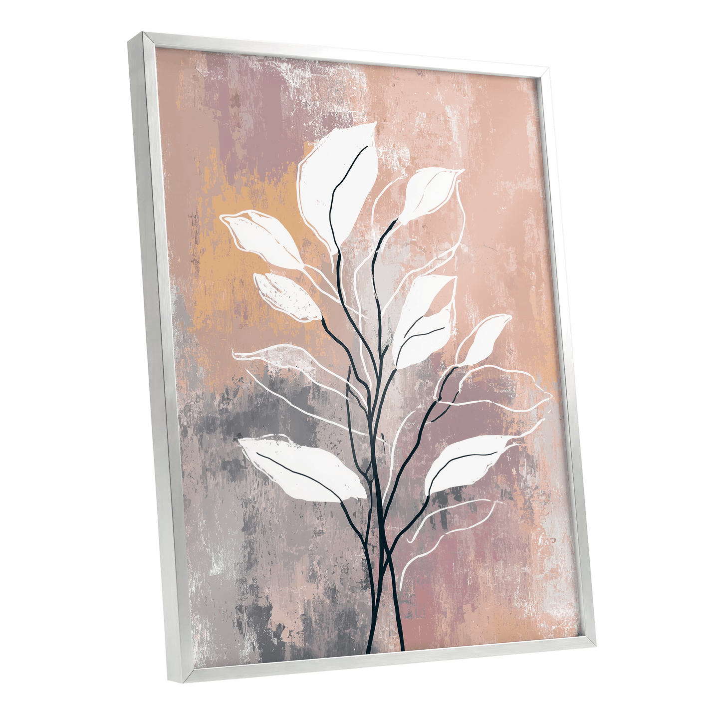 Blush Branch Silhouette – silver framed poster option