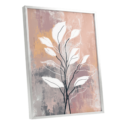 Blush Branch Silhouette – silver framed poster option