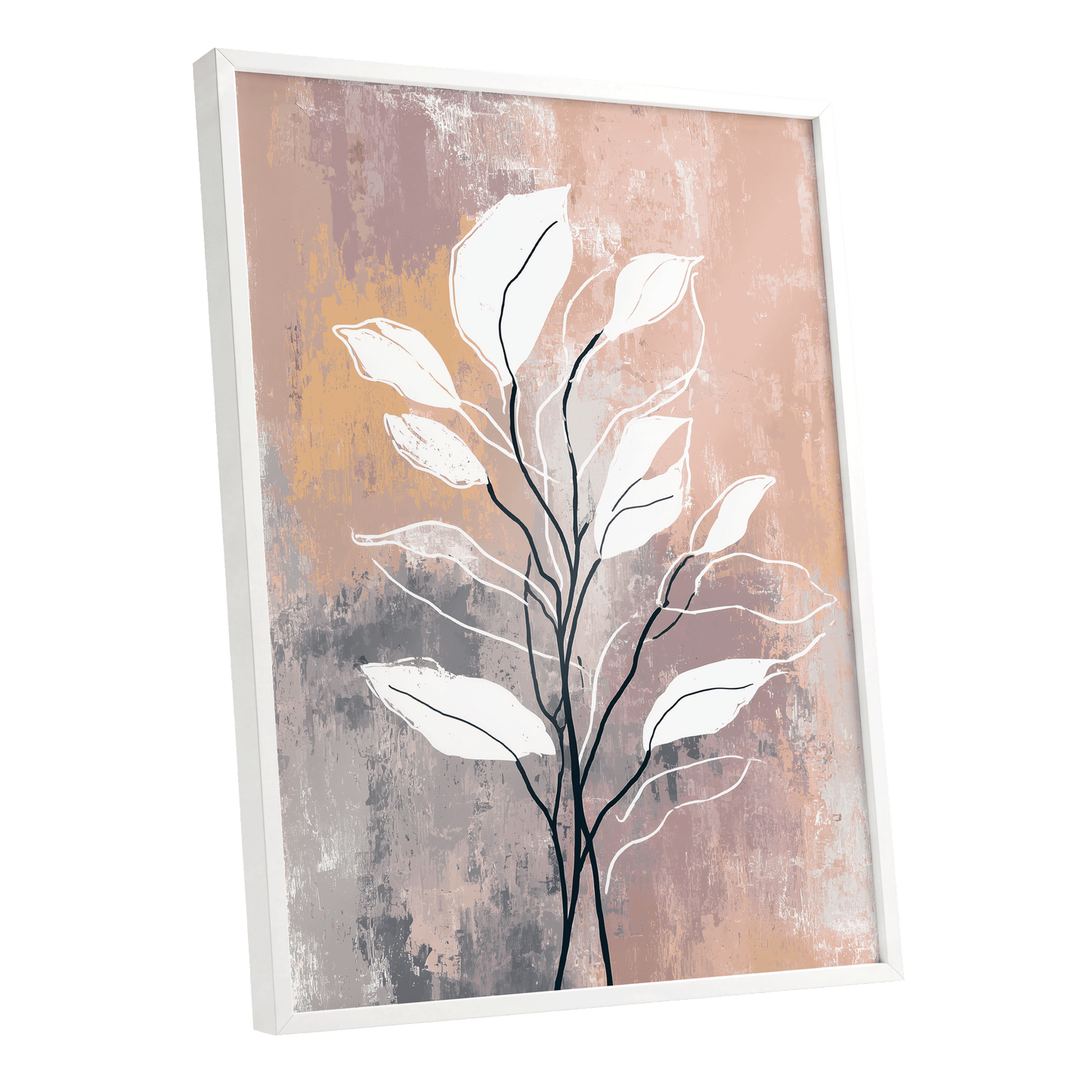 Blush Branch Silhouette – white framed poster option