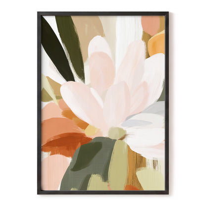 Blush Canopy, pink, white, green floral wall art, front artwork view