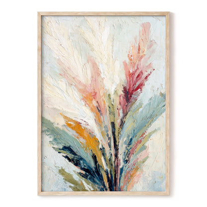 Blush Canopy – beige, pink, blue floral wall art, front view