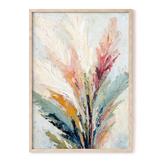 Blush Canopy – beige, pink, blue floral wall art, front view