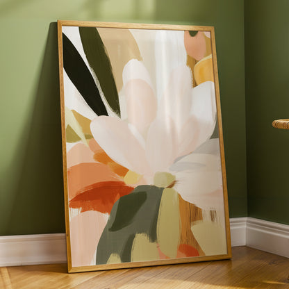 Blush Canopy, pink, white, green floral wall art displayed in a styled interior, gallery view 6