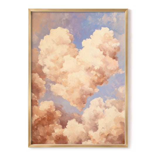 Blush Cloud Reverie, pink, beige, blue nature wall art, front artwork view
