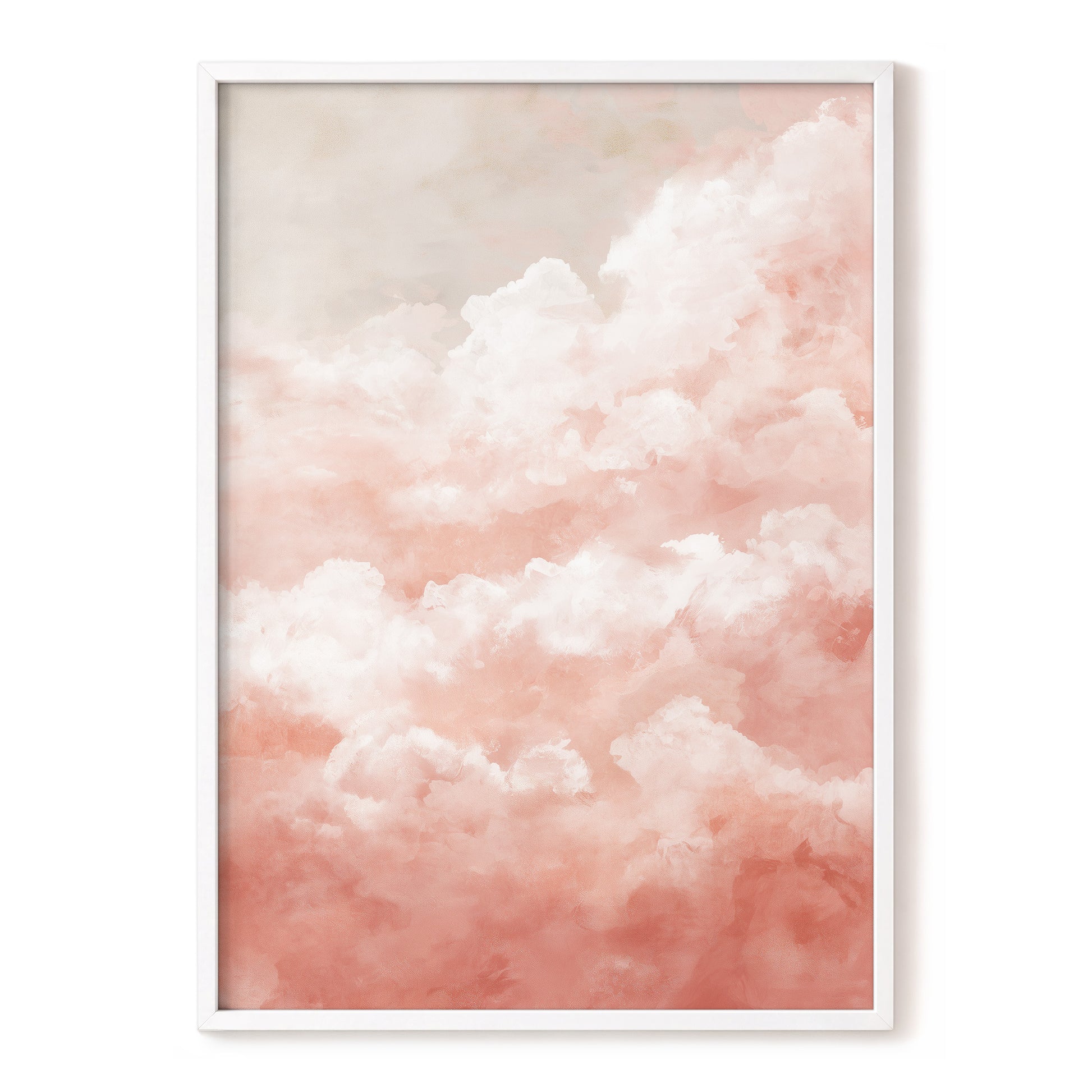 Blush Cloud Reverie, pink, white, beige nature wall art, front artwork view