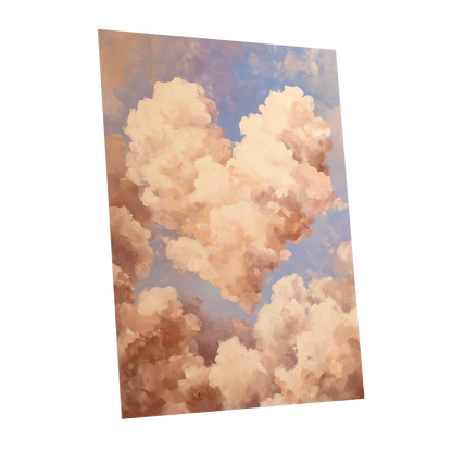 Blush Cloud Reverie, pink, beige, blue nature wall art shown as a unframed poster wall art print