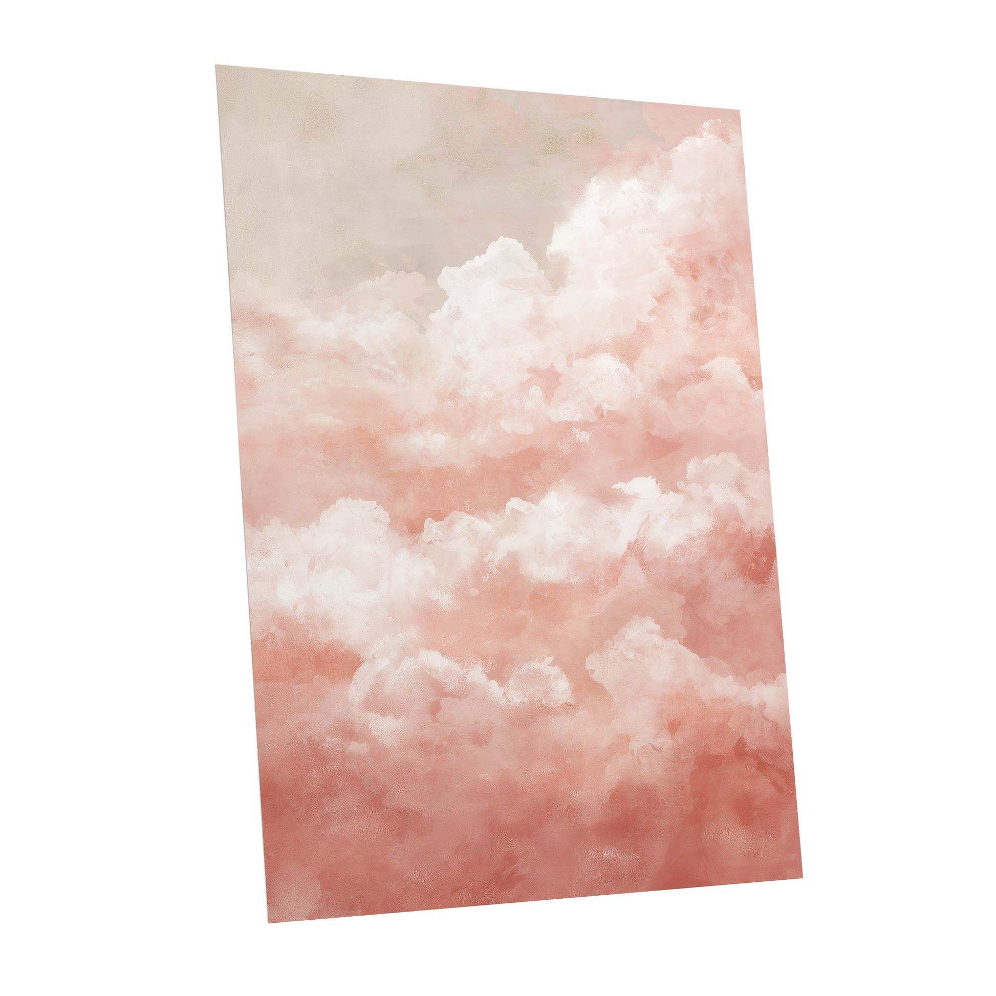 Blush Cloud Reverie, pink, white, beige nature wall art shown as a unframed poster wall art print