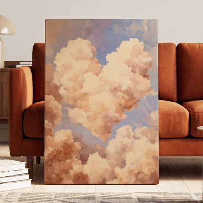Blush Cloud Reverie, pink, beige, blue nature wall art displayed in a styled interior, gallery view 3