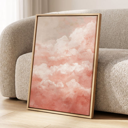 Blush Cloud Reverie, pink, white, beige nature wall art displayed in a styled interior, gallery view 4