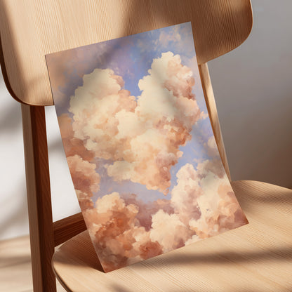Blush Cloud Reverie, pink, beige, blue nature wall art displayed in a styled interior, gallery view 5
