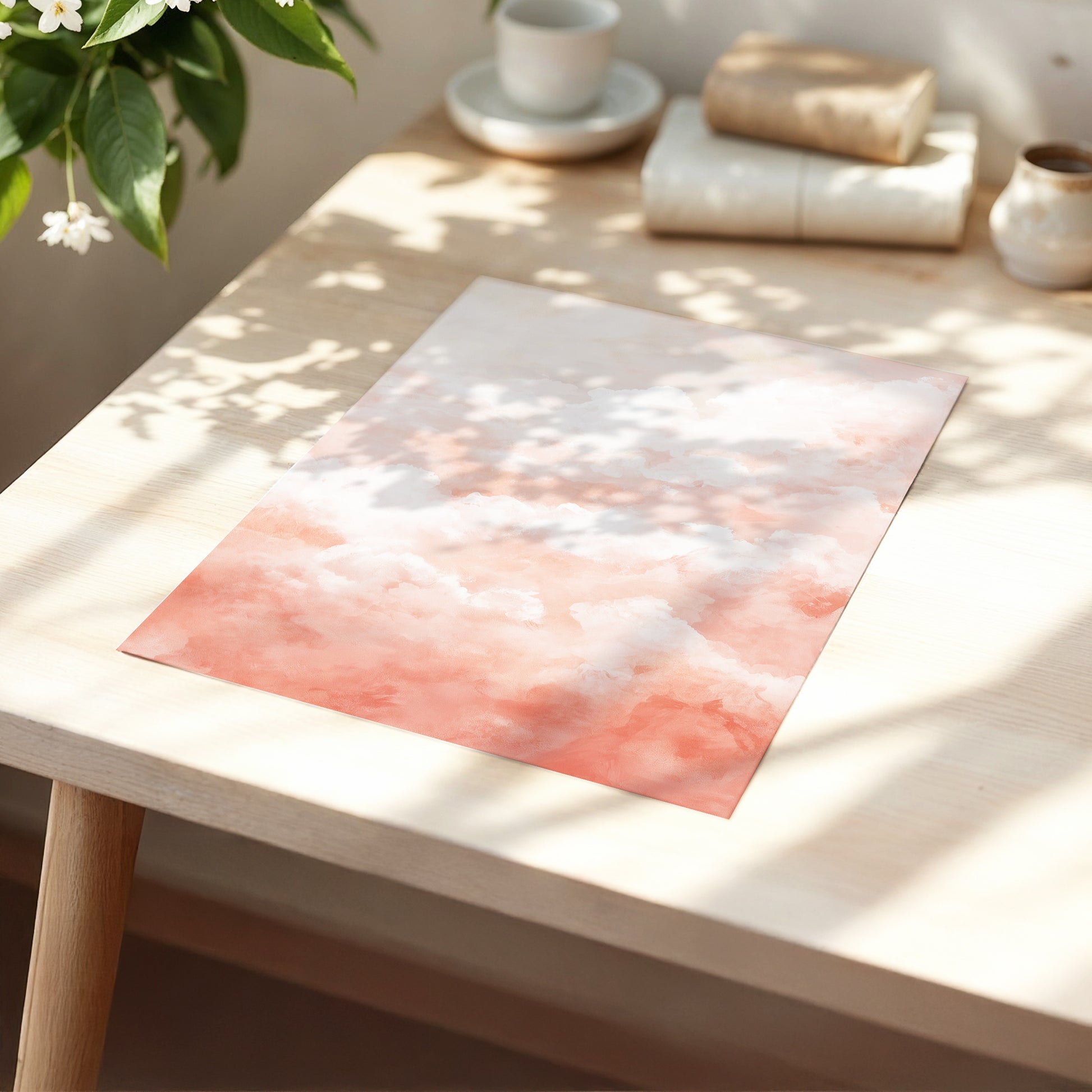 Blush Cloud Reverie, pink, white, beige nature wall art displayed in a styled interior, gallery view 5