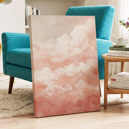 Blush Cloud Reverie, pink, white, beige nature wall art displayed in a styled interior, gallery view 7