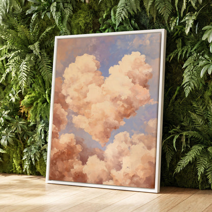 Blush Cloud Reverie, pink, beige, blue nature wall art displayed in a styled interior, gallery view 8