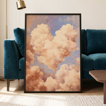 Blush Cloud Reverie, pink, beige, blue nature wall art displayed in a styled interior, gallery view 9