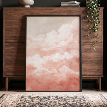 Blush Cloud Reverie, pink, white, beige nature wall art displayed in a styled interior, gallery view 9