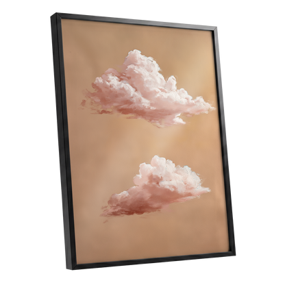 Blush Cloud Study, beige, pink, white nature wall art shown as a black framed poster wall art print