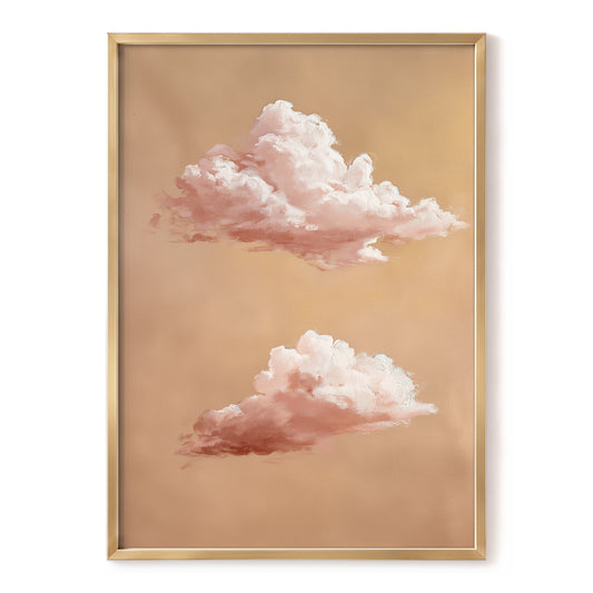 Blush Cloud Study, beige, pink, white nature wall art, front artwork view