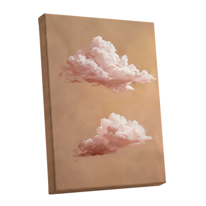 Blush Cloud Study, beige, pink, white nature wall art shown as a stretched canvas wall art