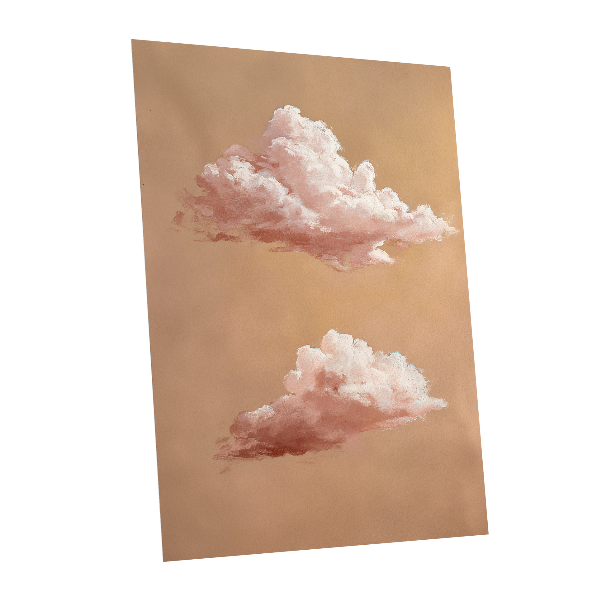 Blush Cloud Study, beige, pink, white nature wall art shown as a unframed poster wall art print
