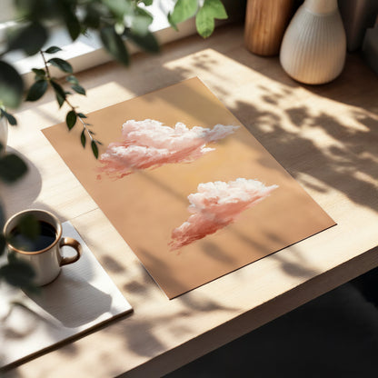 Blush Cloud Study, beige, pink, white nature wall art displayed in a styled interior, gallery view 5
