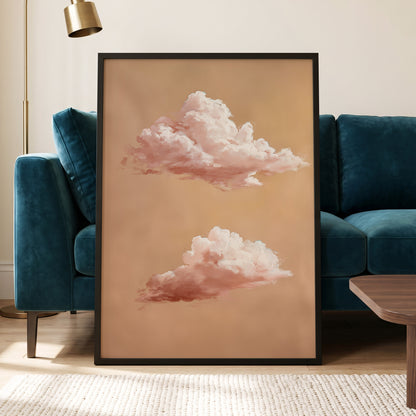Blush Cloud Study, beige, pink, white nature wall art displayed in a styled interior, gallery view 6
