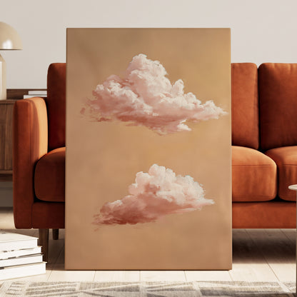 Blush Cloud Study, beige, pink, white nature wall art displayed in a styled interior, gallery view 7
