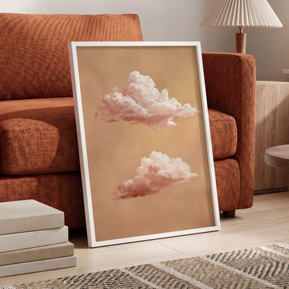 Blush Cloud Study, beige, pink, white nature wall art displayed in a styled interior, gallery view 9