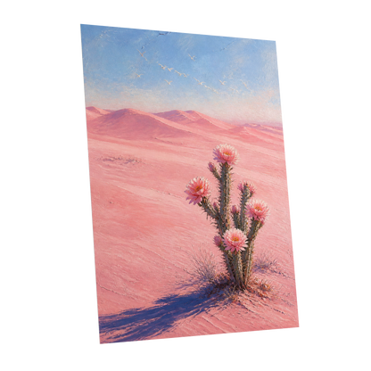 Blush Desert Bloom, pink, blue, purple floral wall art shown as a unframed poster wall art print
