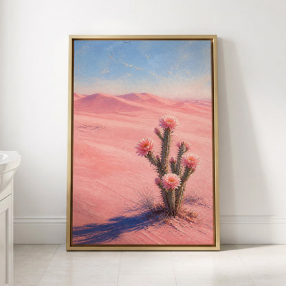 Blush Desert Bloom, pink, blue, purple floral wall art displayed in a styled interior, gallery view 2