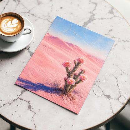 Blush Desert Bloom, pink, blue, brown floral wall art displayed in a styled interior, gallery view 3