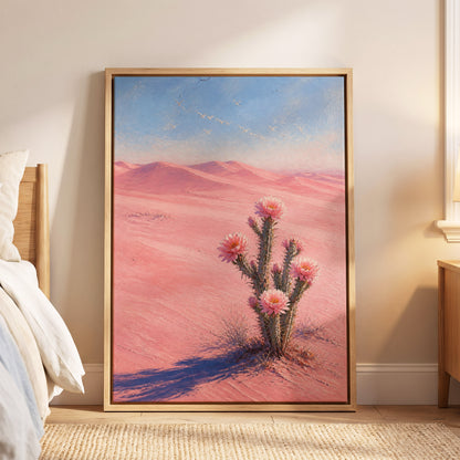 Blush Desert Bloom, pink, blue, purple floral wall art displayed in a styled interior, gallery view 6