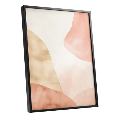 Blush Drift, pink, beige, white abstract wall art shown as a black framed poster wall art print