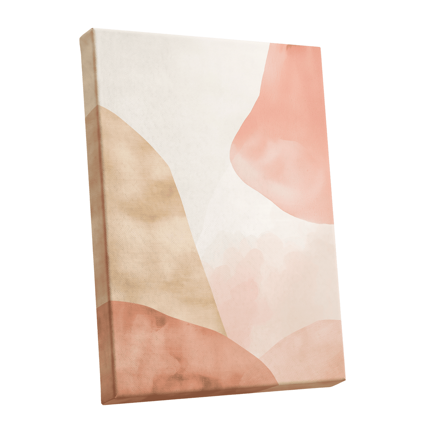 Blush Drift, pink, beige, white abstract wall art shown as a stretched canvas wall art
