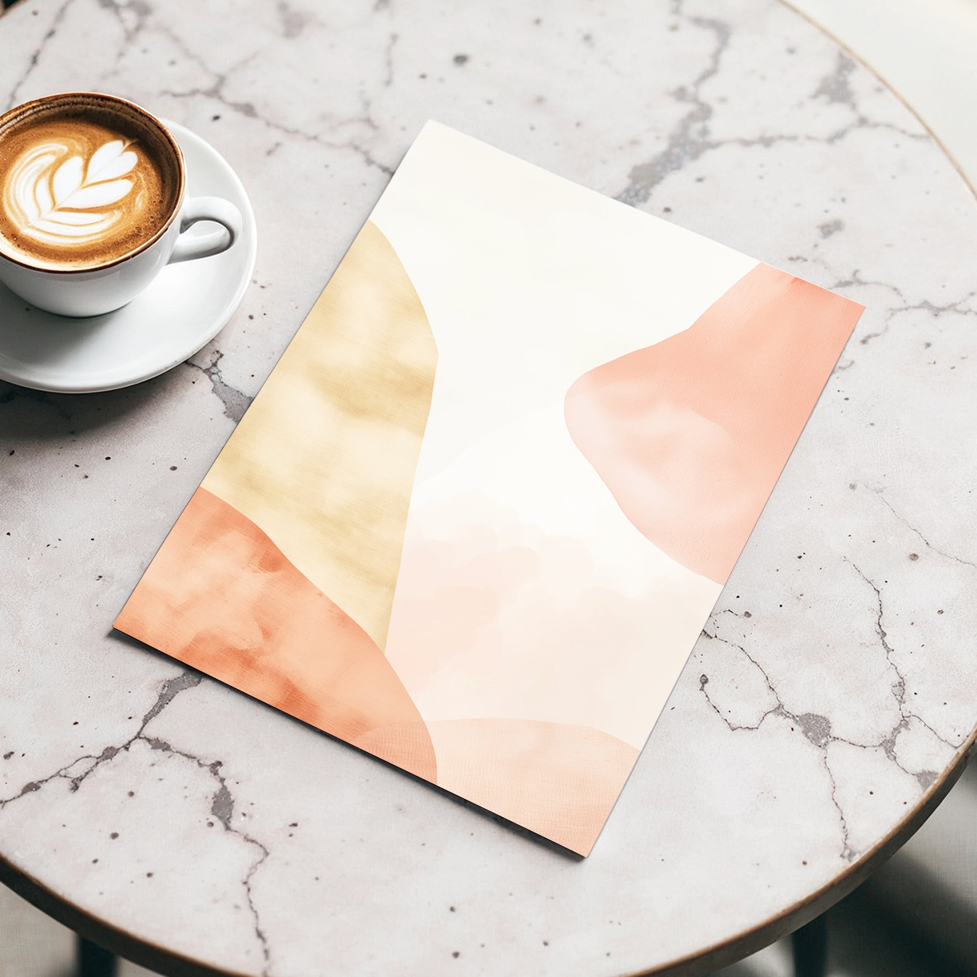 Blush Drift, pink, beige, white abstract wall art displayed in a styled interior, gallery view 3