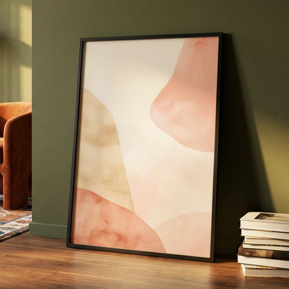 Blush Drift, pink, beige, white abstract wall art displayed in a styled interior, gallery view 4