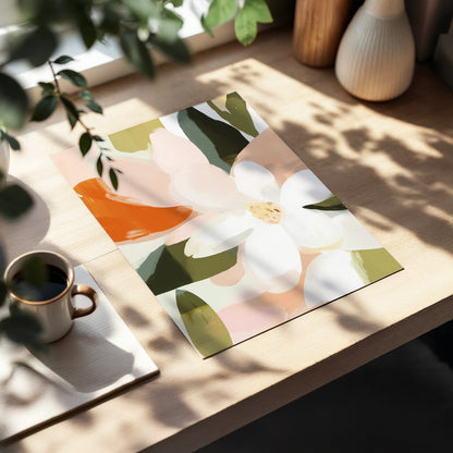 Blush Garden Forms, white, pink, green floral wall art displayed in a styled interior, gallery view 5