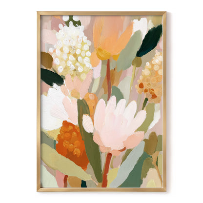 Blush Garden Reverie, pink, white, green floral wall art, front artwork view