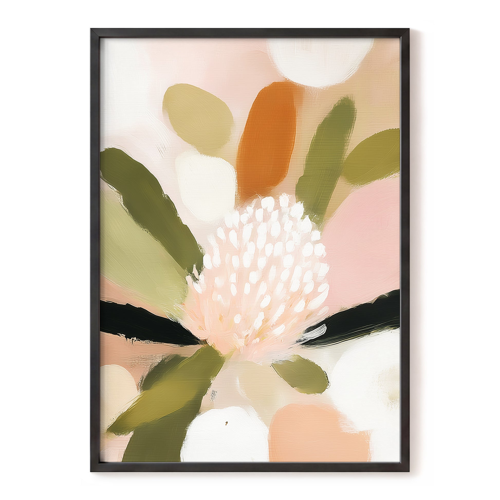 Blush Garden Rhythm, pink, white, green floral wall art, front artwork view