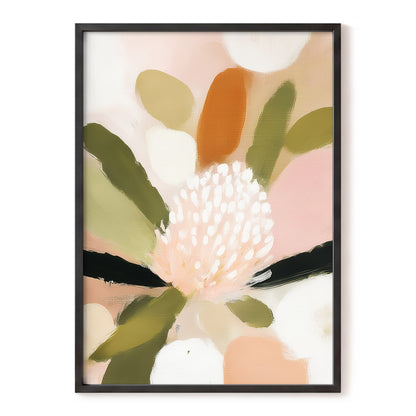 Blush Garden Rhythm, pink, white, green floral wall art, front artwork view