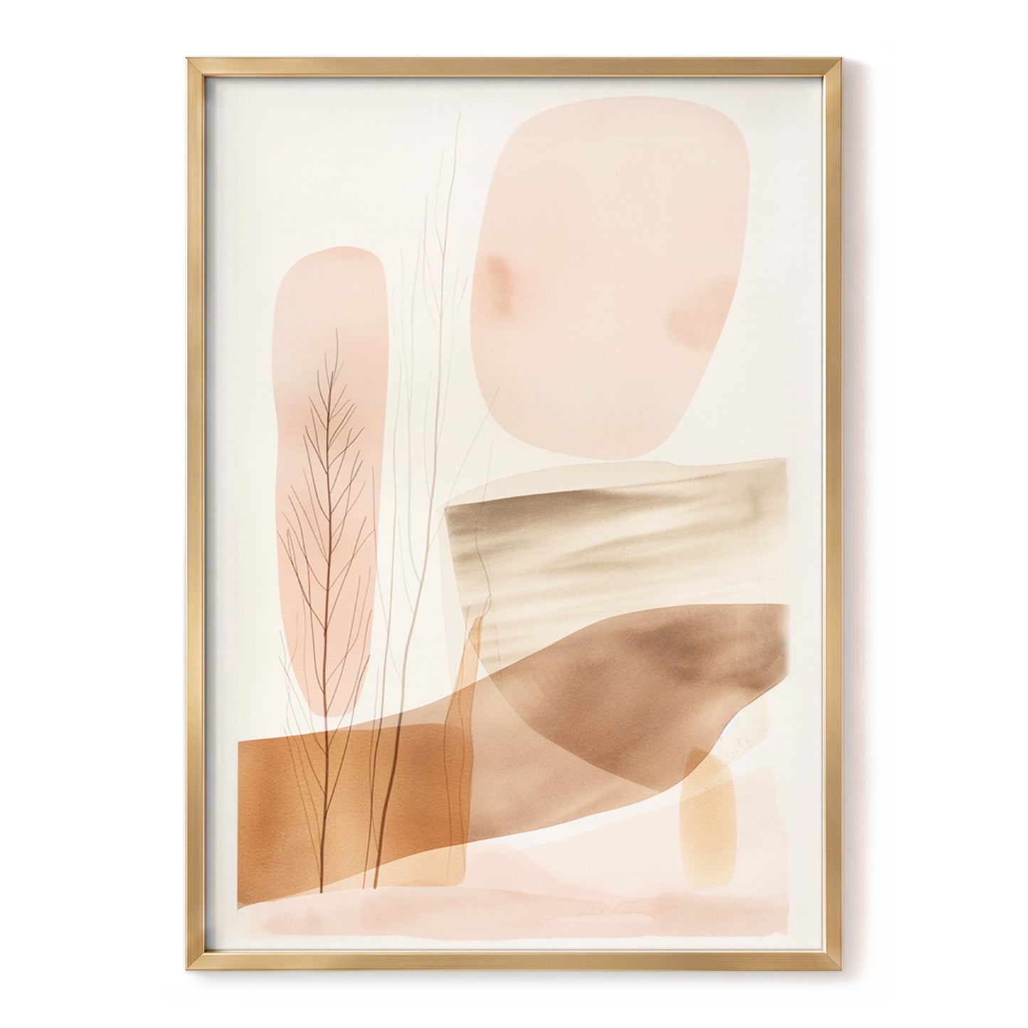 Blush Horizon Botanics, pink, brown, beige nature wall art, front artwork view