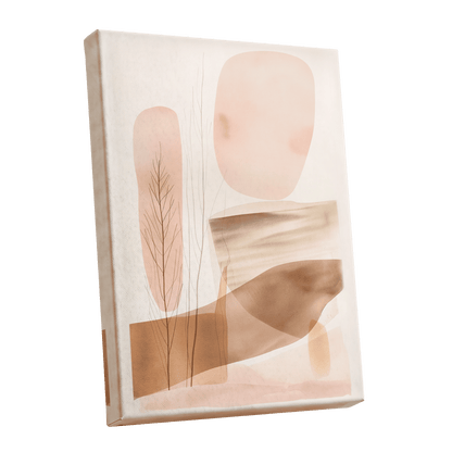 Blush Horizon Botanics, pink, brown, beige nature wall art shown as a stretched canvas wall art