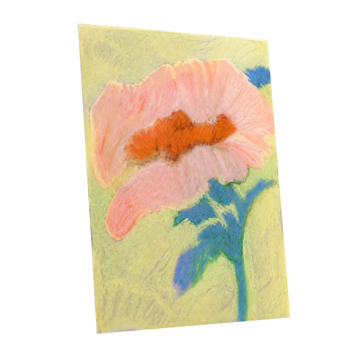 Blush in Blue, pink, orange, blue floral wall art shown as a unframed poster wall art print