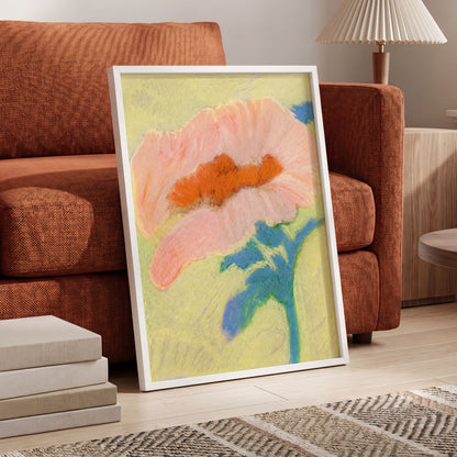 Blush in Blue, pink, orange, blue floral wall art displayed in a styled interior, gallery view 2
