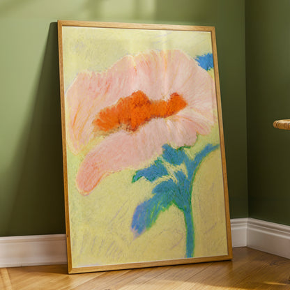 Blush in Blue, pink, orange, blue floral wall art displayed in a styled interior, gallery view 6