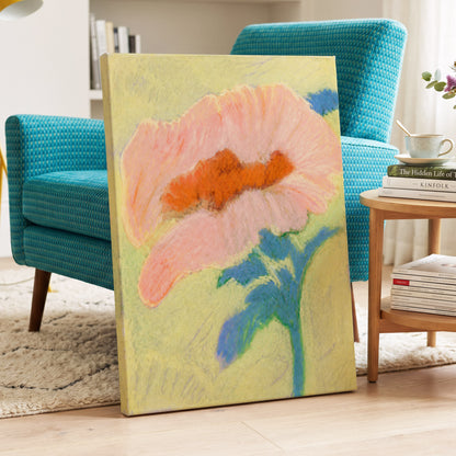 Blush in Blue, pink, orange, blue floral wall art displayed in a styled interior, gallery view 7